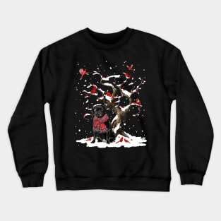 Black Pug Scarf Cardinal Snow Christmas Crewneck Sweatshirt